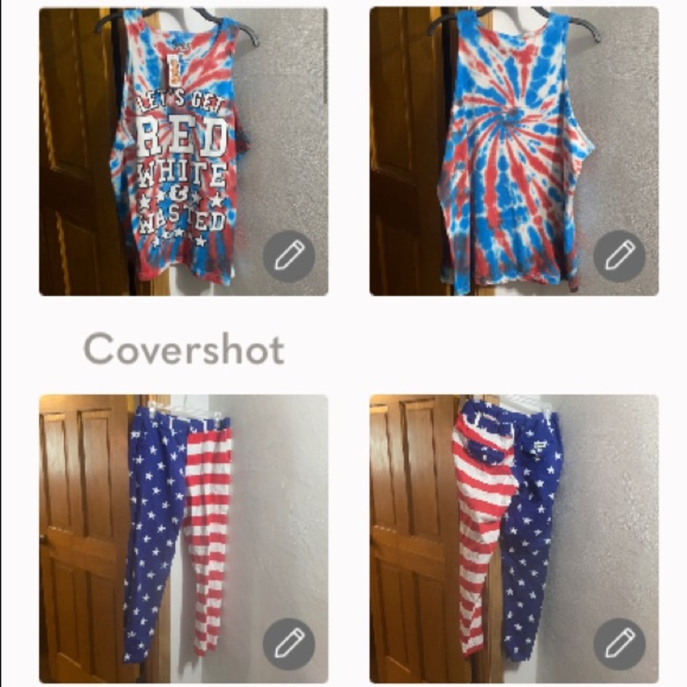 CLEAN 🇺🇸 4 pocket pant & red white & wasted tee s Large